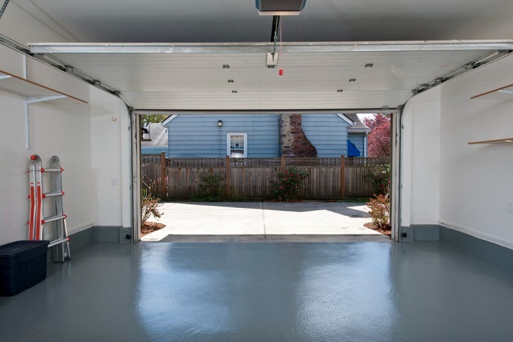 empty garage with open garage door