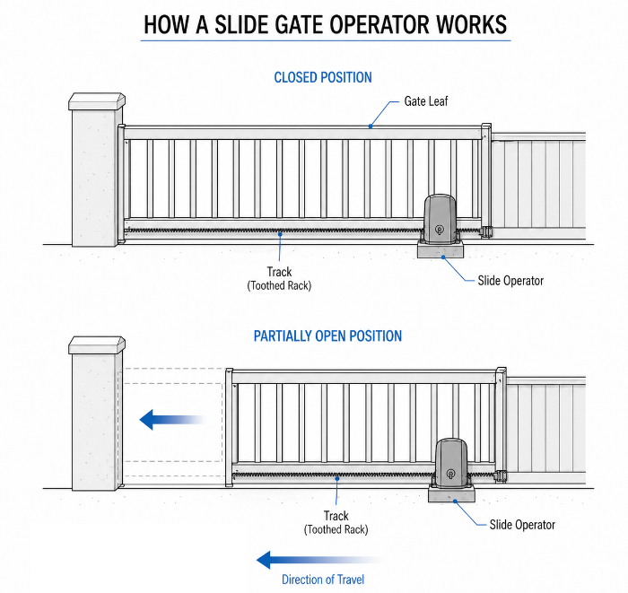 Slide gate opener diagram