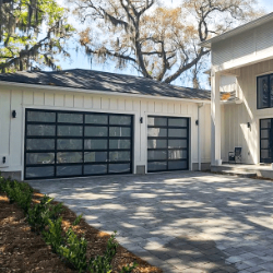 Contemporary full-view glass and aluminum garage door