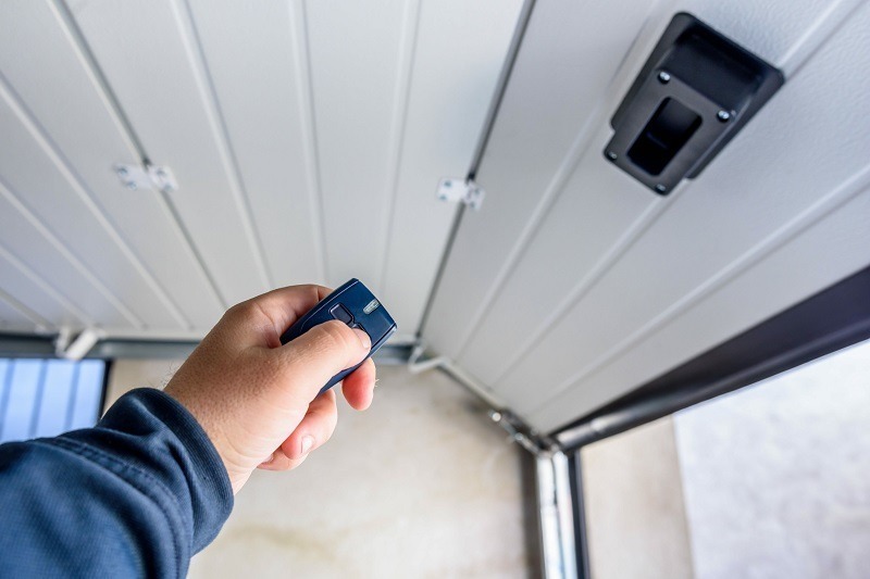 opening garage door with clicker