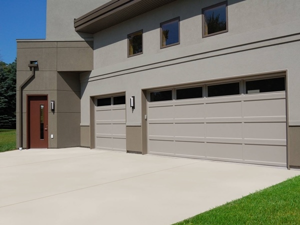 Partially constructed new three-car garage