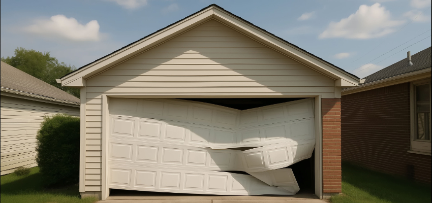 Car lightly damaging a residential garage door