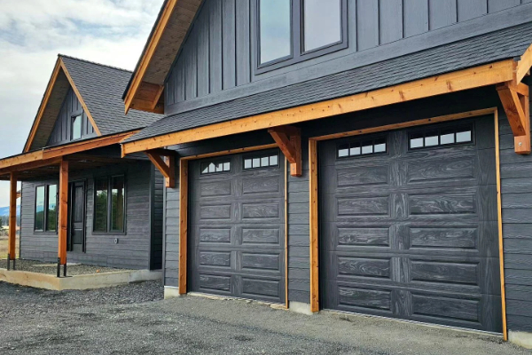 Raised-panel woodtone garage door