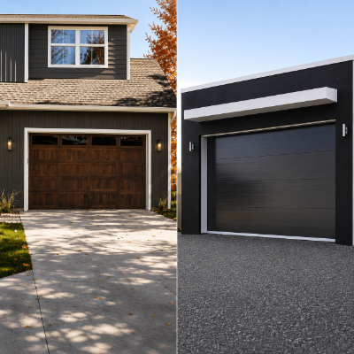Comparison of real wood and steel woodgrain garage doors