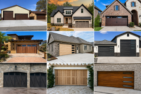 Different woodtone samples for garage doors